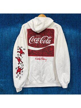 Keith Haring x Coca-Cola Pop Art White Zip-Up Hoodie Size Large